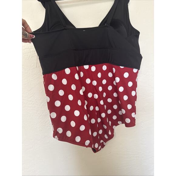 Disney Minnie Mouse Womens Plus One Piece Swimsuit Ruffle V Neck Polka Dot 4X - Picture 9 of 9